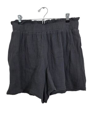 NWT Monrow Flowy Shorts Grey Crinkled Cotton Size Medium Casual Comfy